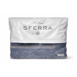 SFERRA Villetta Throw Cotton Cashmere Wool Italy Gray Blue 51x77 Blanket Made IT